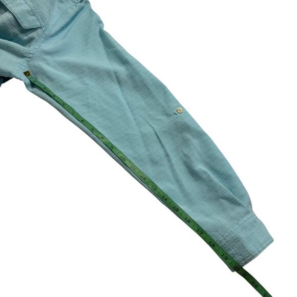 Vintage ExOfficio Women Blue Camp Shirt XL 16/18 Vented Pockets Roll Tab Button - Picture 10 of 10